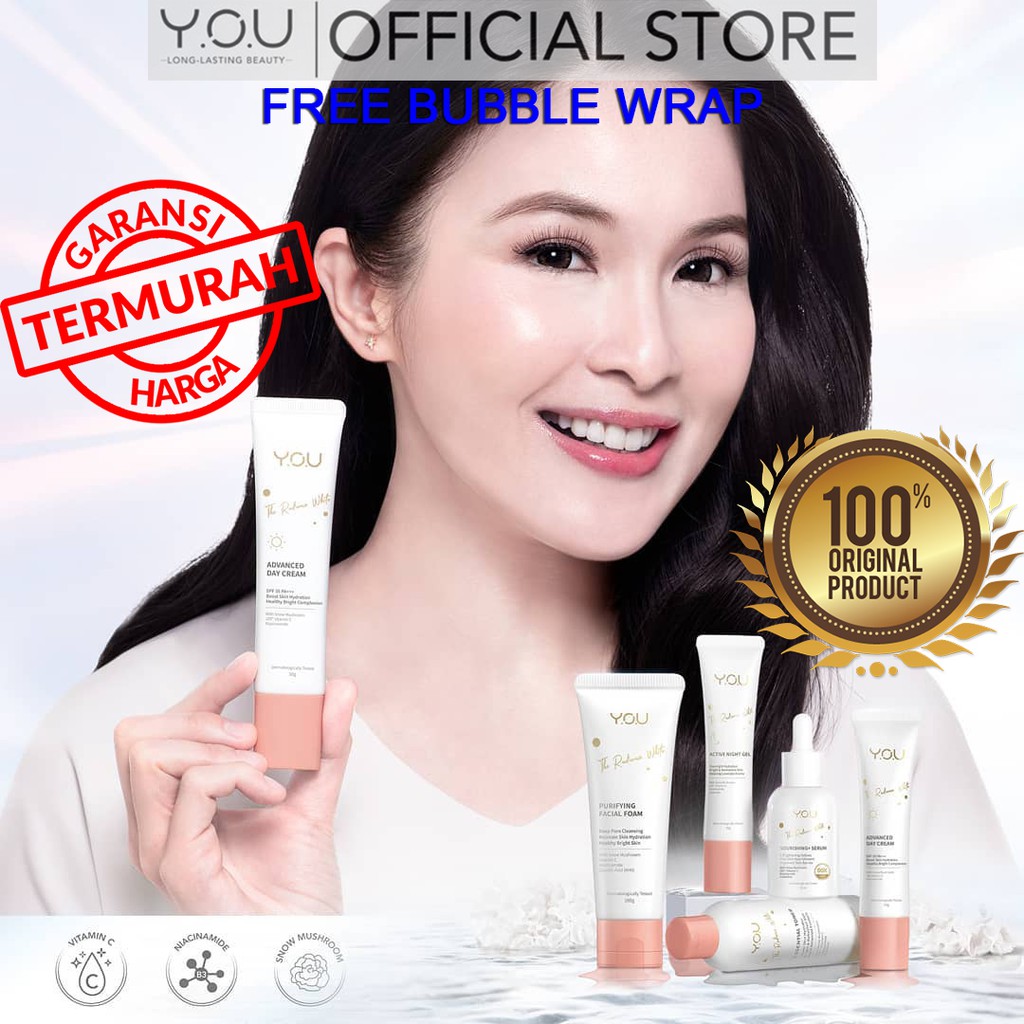 PAKET 1 SET SKINCARE Y.O.U THE RADIANCE WHITE SERIES YOU SANDRA DEWI SERUM VIRAL TIKTOK