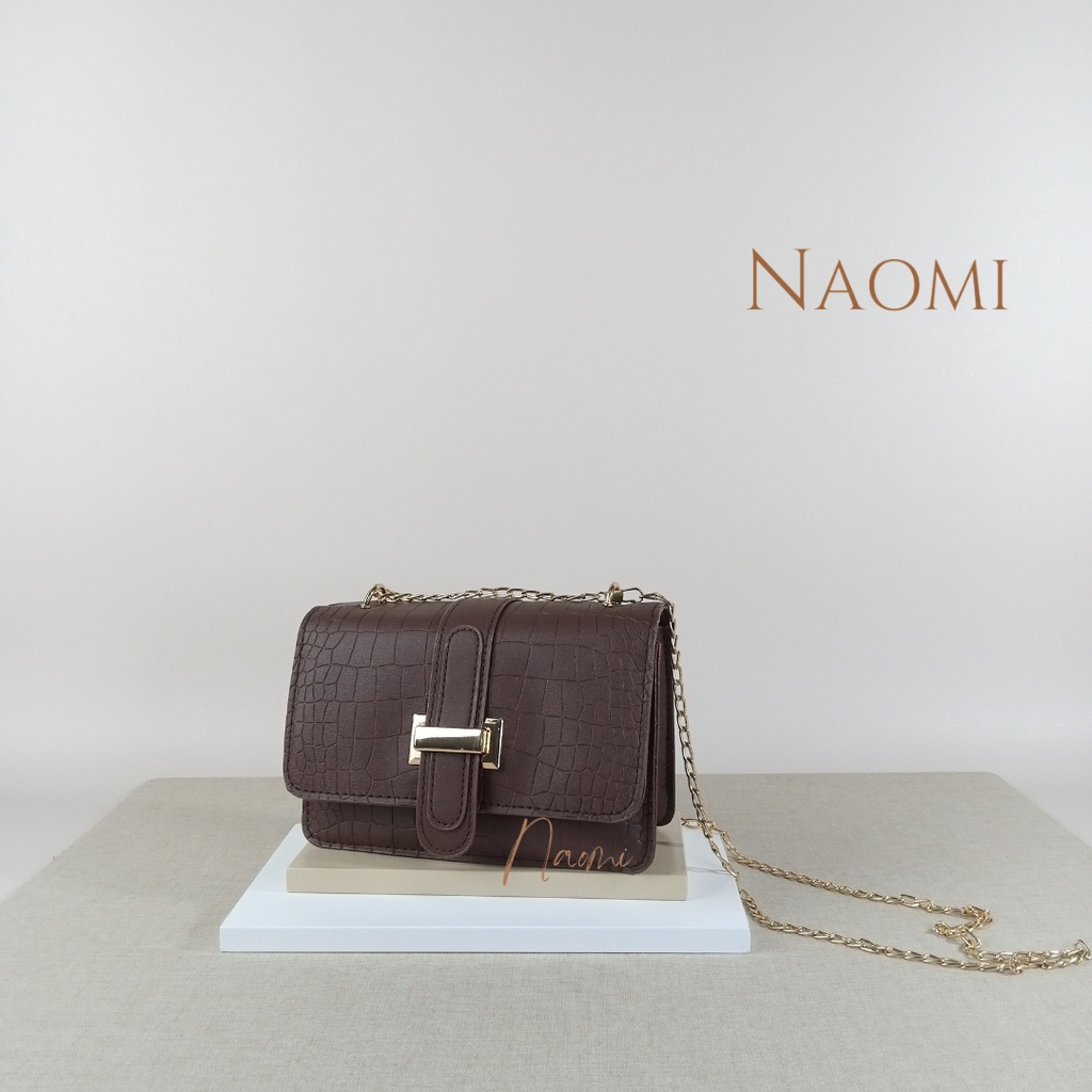 NAOMI - Gabriella Sling Bag Rantai Import Wanita - Elegant Simple Premium Shoulder Bag - Tas Selempang Kulit - Tas Wanita - Tas Naomi - Naomi Bag