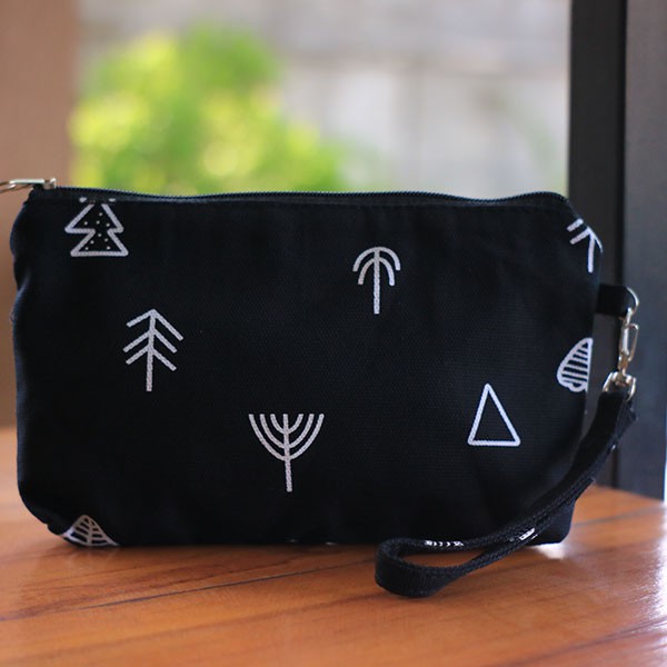 Dompet Pouch Wanita SPNB Kanvas TREE Hitam