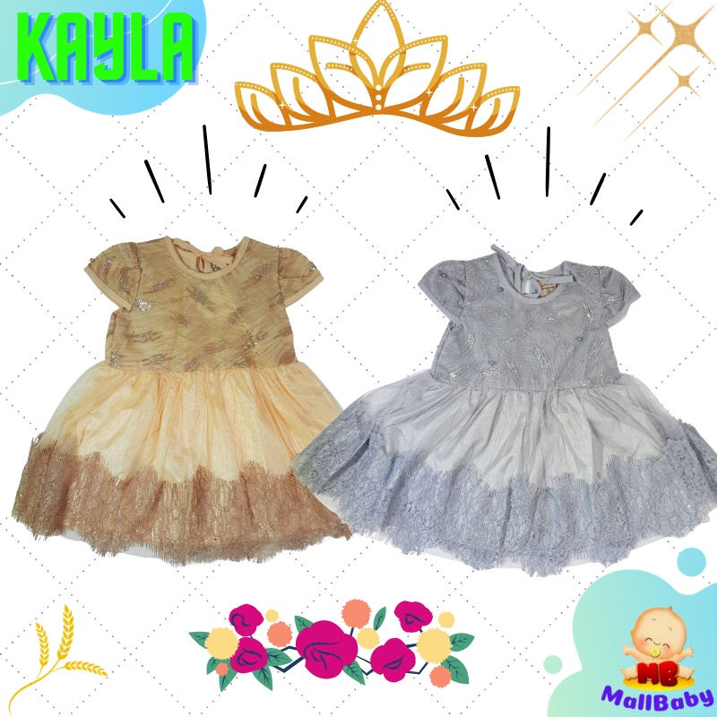 JUAL RUGI - CUCI GUDANG! Baju Bayi Perempuan 0-6 Bulan Dress Bayi Perempuan Newborn Murah Gaun Bayi Kayla