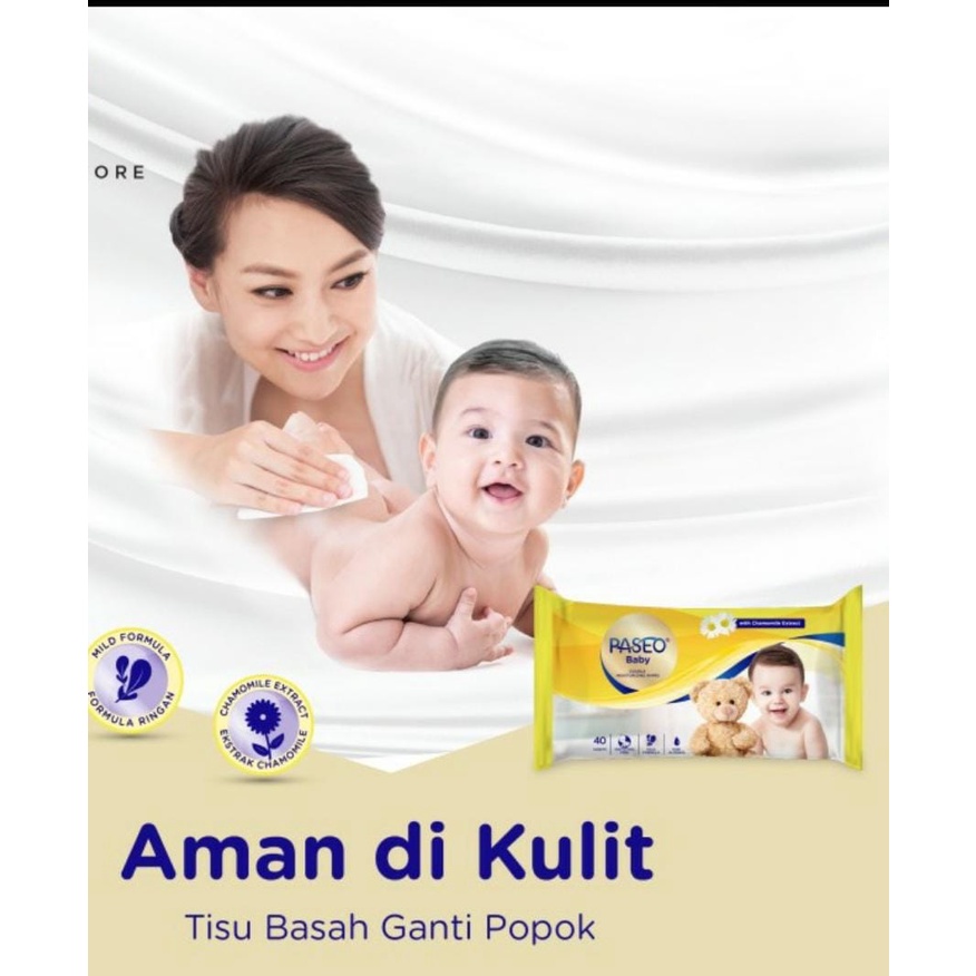 TISSUE BASAH BAYI PASEO CHAMOMILE BABY WET TISU 50's