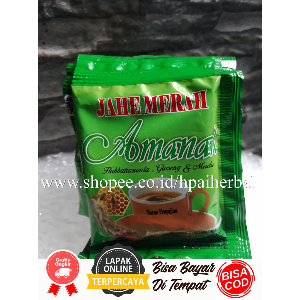 

JAHE MERAH AMANAH INSTAN PLUS GINGSENG MADU HABBATUSSAUDA SACHET TINGGAL SEDUH