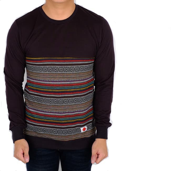 kaos longsleeve pria salur hitam slimfit / kaos cowok lengan panjang - Hitam