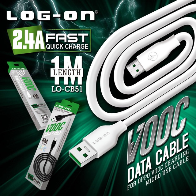 KABEL DATA LOG ON OPPO VOOC FAST CHARGING 2,4A LO-CB51