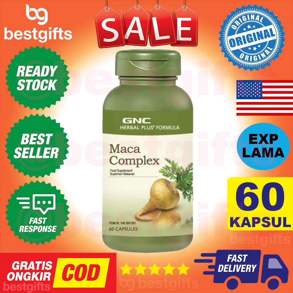 GNC HERBAL PLUS FORMULA MACA COMPLEX KEBUGARAN GAIRAH SUAMI ISTRI VITAMIN B3 GINKGO BILOBA 60 KAPSUL