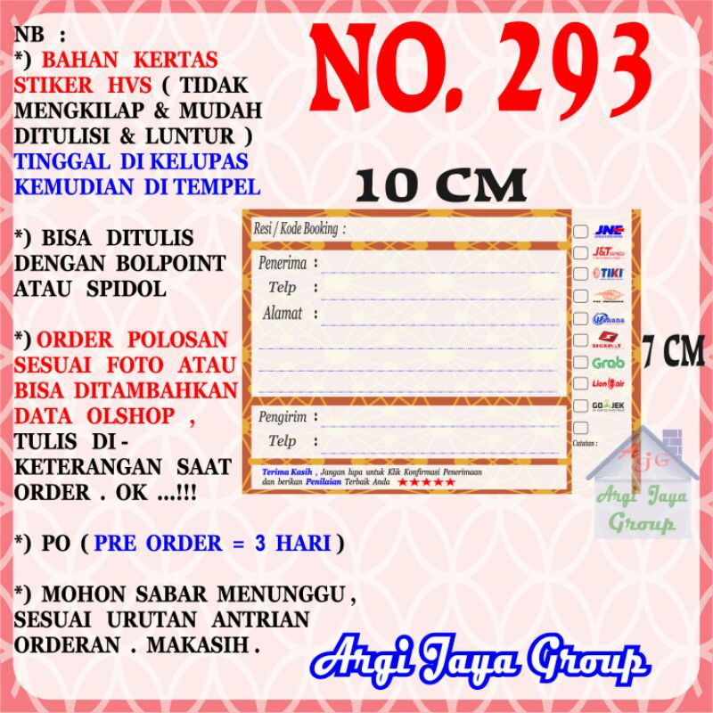 

Stiker HVS - Stiker Pengiriman - Sticker Alamat Olshop Murah Nomer 293-10x7cm