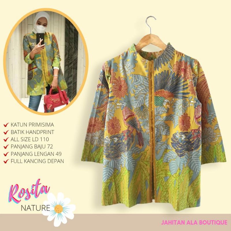 Blus rosita nature batik solo blus kerja cantik