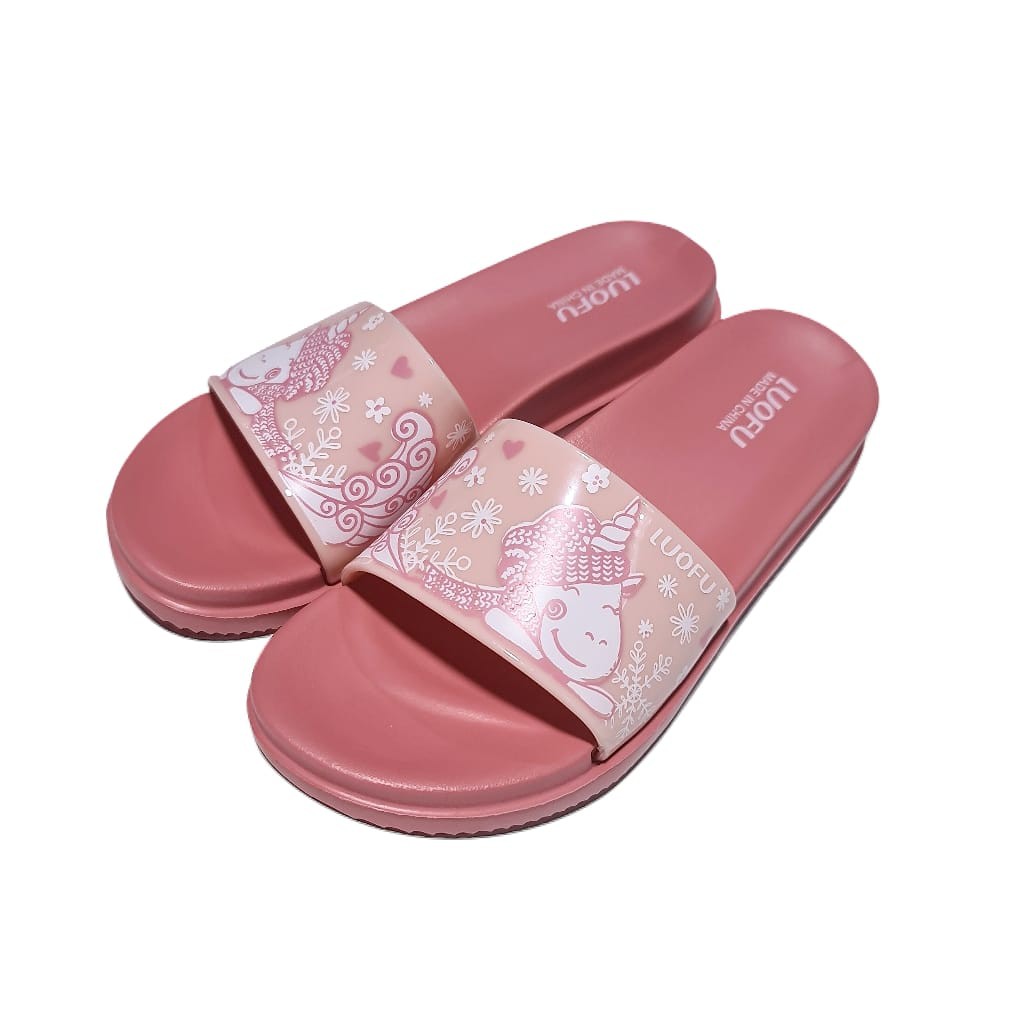 LUOFU ORIGINAL jelly sandal karet empuk murah anak cewek import sendal selop E7159B11