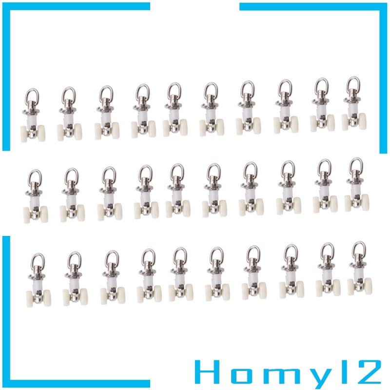 [HOMYL2] 20pcs Curtain Track Rollers Twin Wheeled Carriers Drapery Sliding Glider