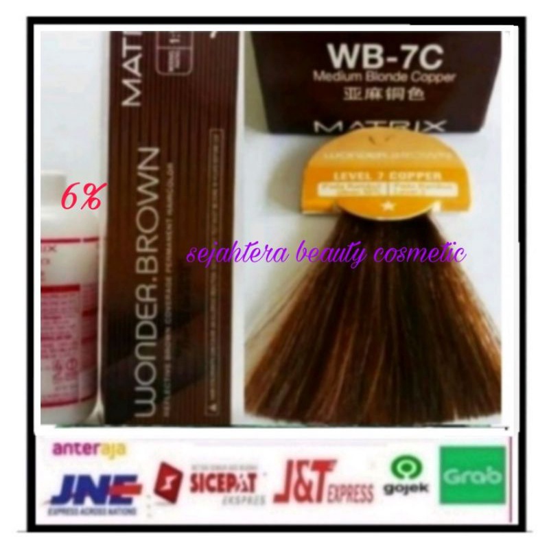 cat rambut matrix wonder brown WB-7C  plus oxydant (  MEDIUM BLONDE COPPER )