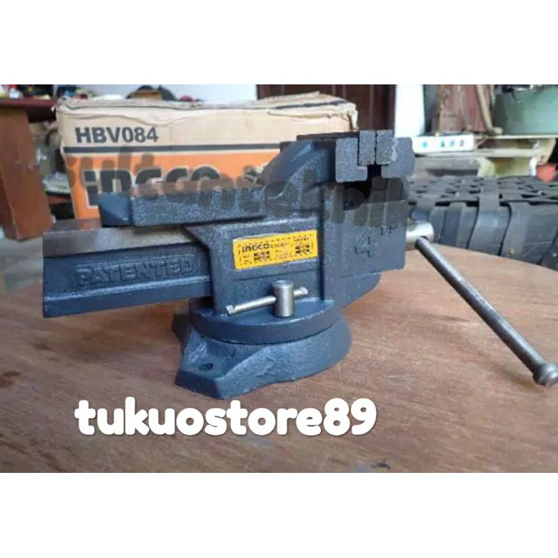 Ragum catok paron meja putar 360° 4" heavy duty Ingco HBV084