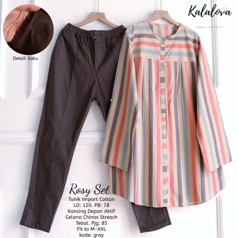 ROSY SET/ BRAVE SET / TASYA SET BY KALALOVA. SETELAN WANITA TERBARU-Rosy navy