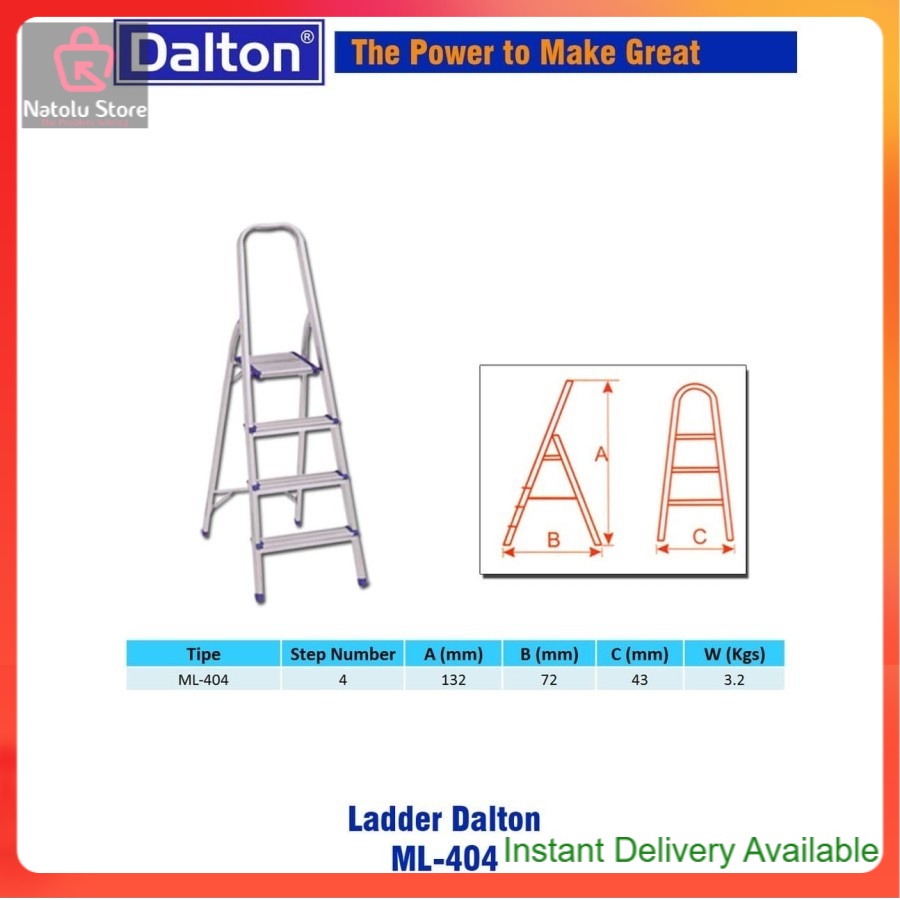 Tangga Lipat Aluminium DALTON ML-404 Household Ladder 4 Steps 1.3M Ori

