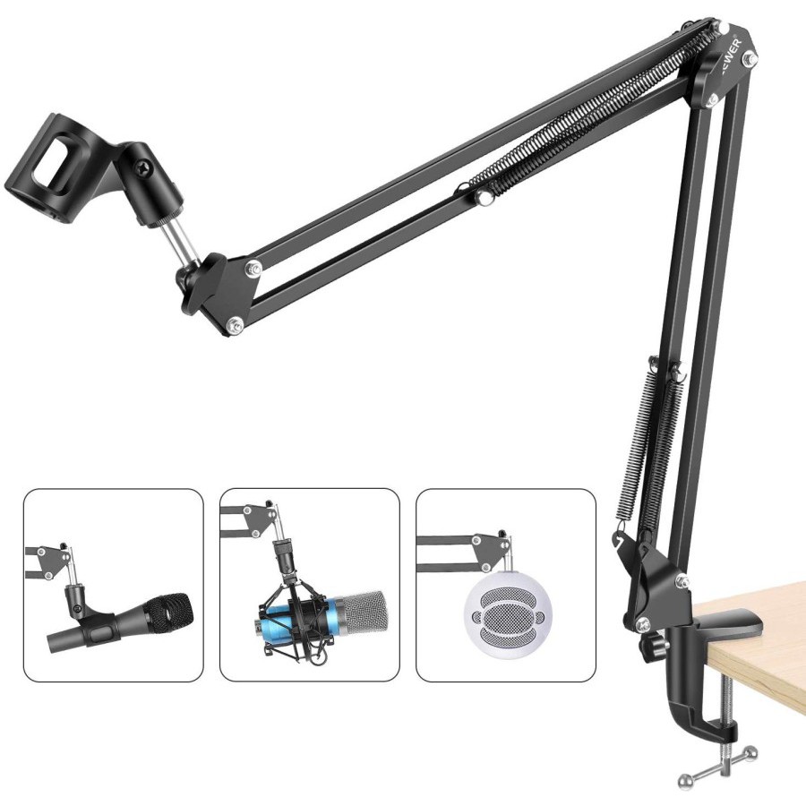 Microphone Mic Holder Stand Boom Arm Suspension Jepit Meja Scissor N35