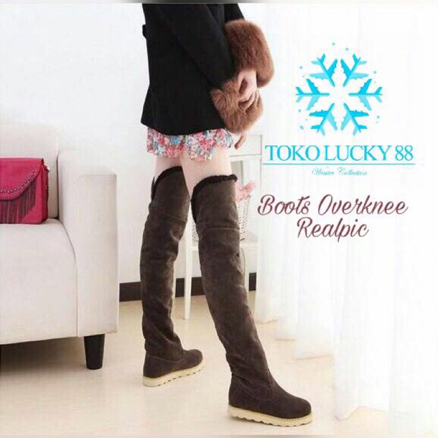 IMPORT Boots Overknee Sepatu Boots Panjang Selutut Winter Musim Dingin