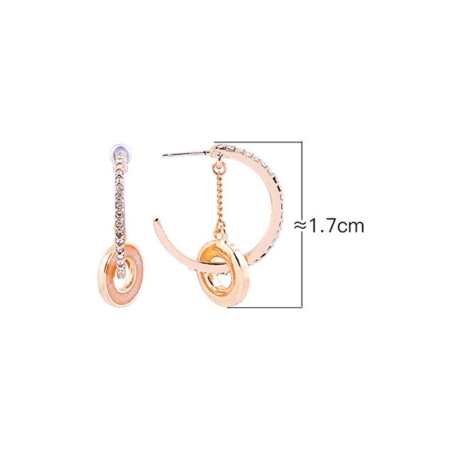 LRC Anting Tusuk Fashion Geometric Earrings Geometric Circle With Diamond Earrings D09047