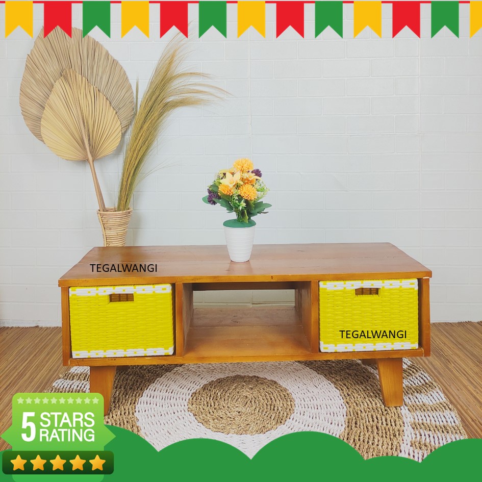 Meja TV Minimalis Modern Laci Rotan Sintetis / Tempat TV Minimalis Meja TV/ Meja Serbaguna Minimalis