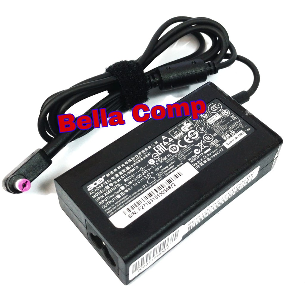 ADA LOGO ACER l CHARGER LAPTOP ACER 19V - 3,42A ORIGINAL E1-421 E1-431 E1-451 E1-471 4732Z, 4736