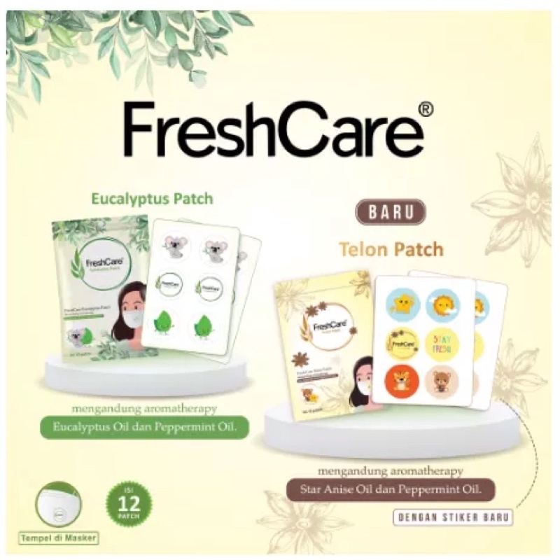 Freshcare Eucalyptus patch sticker masker 1 sachet isi 12 ORIGINAL tempelan Masker Pernapasan Lega Kemenkes RI Stiker Patch Masker koala Lucu Aroma Patch Grosir