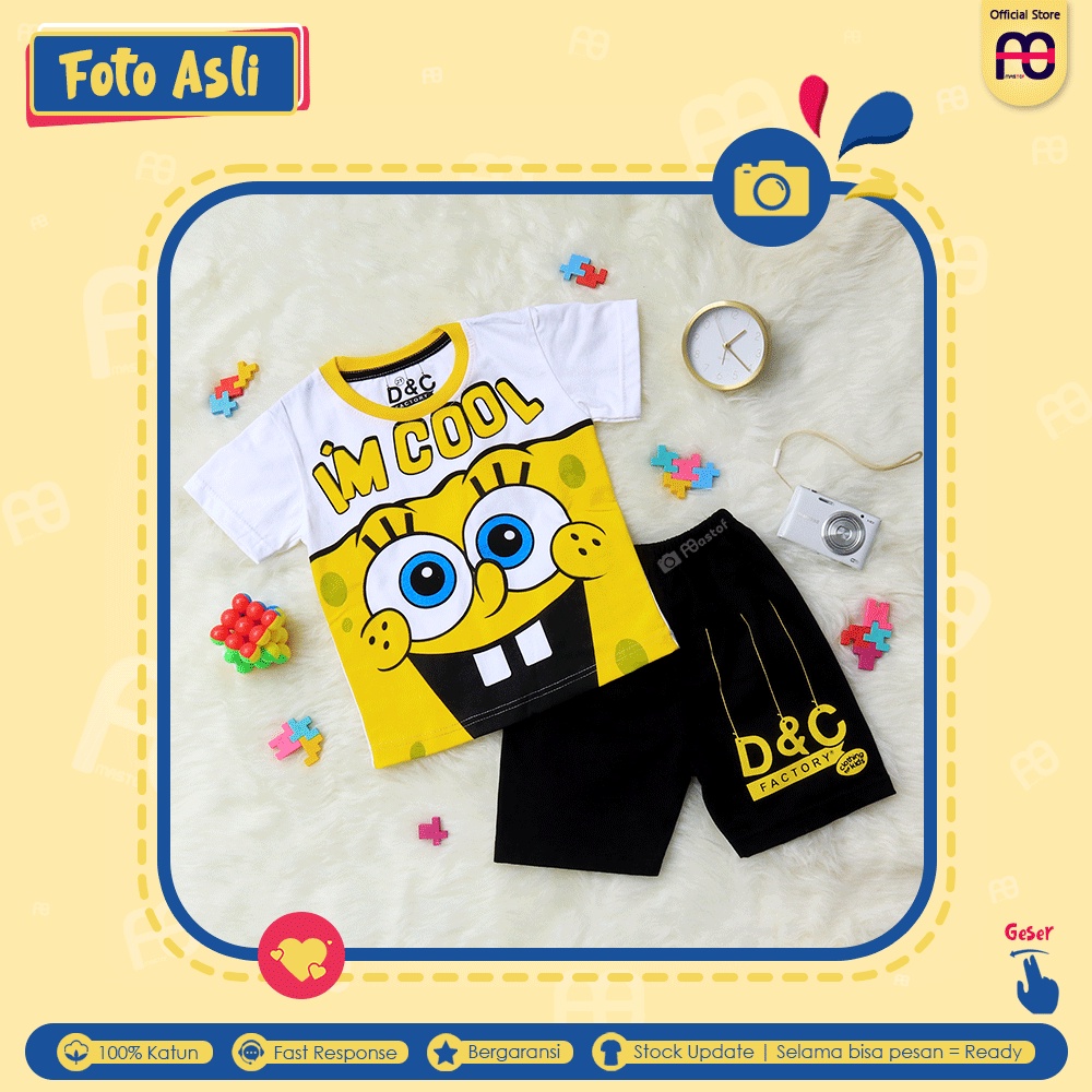 Setelan Anak Laki Laki Mastof D Series 1 - 11 Tahun Baju Anak Edisi Favorit-SPB Cool Putih