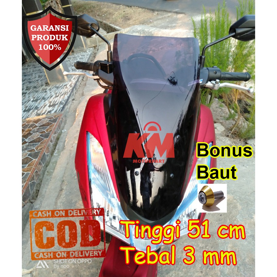 Visor Windshield Lexi Variasi Panjang 51 cm Tebal 3 mm Hitam dan Bening