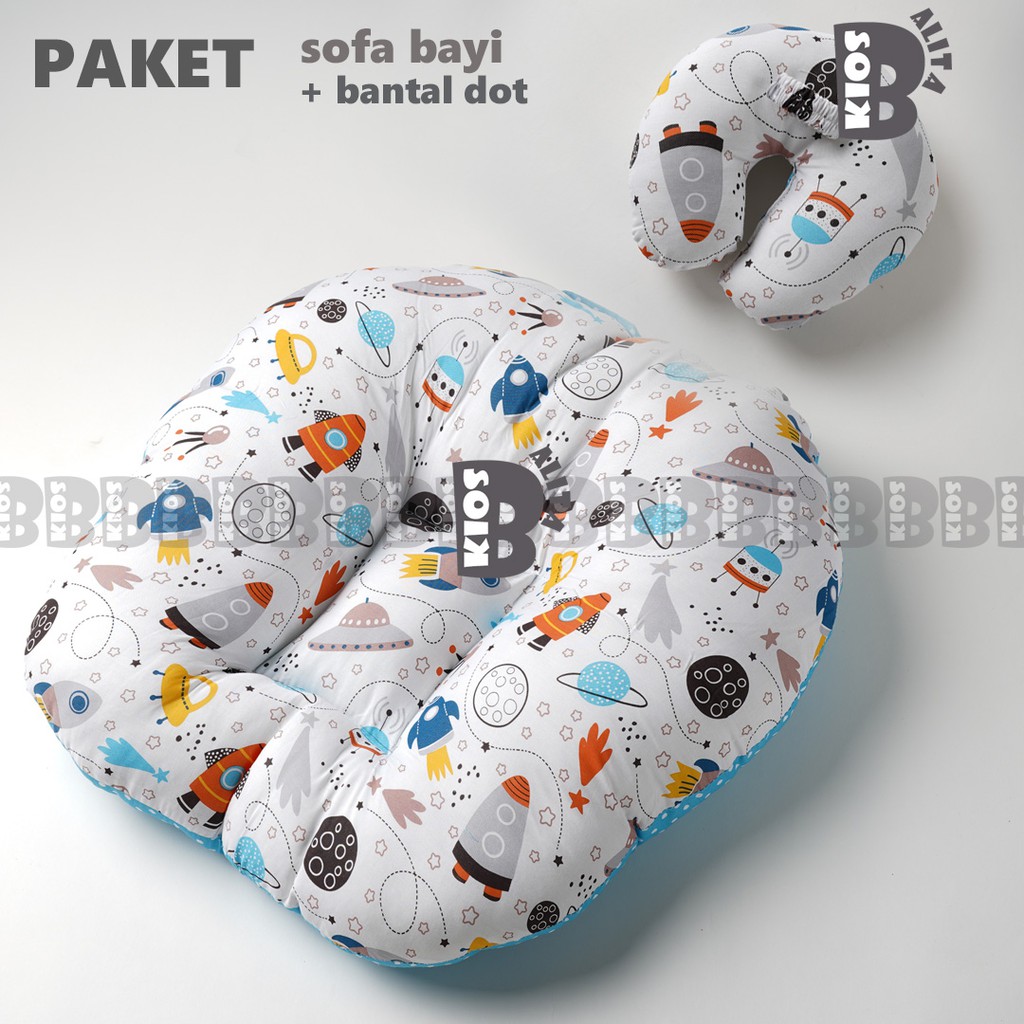 PAKET TEMPAT TIDUR KASUR BAYI 2in1 MULTIFUNGSI SOFA BAYI + BANTAL DOT BAYI