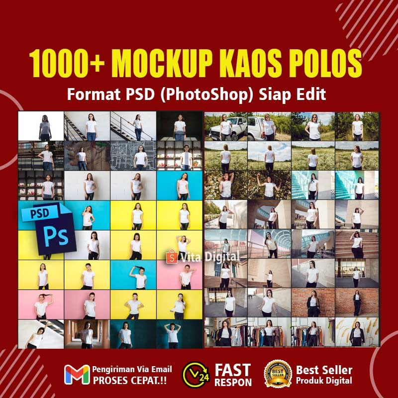 1000 Template Mockup Kaos Polos Psd Premium + Bonus