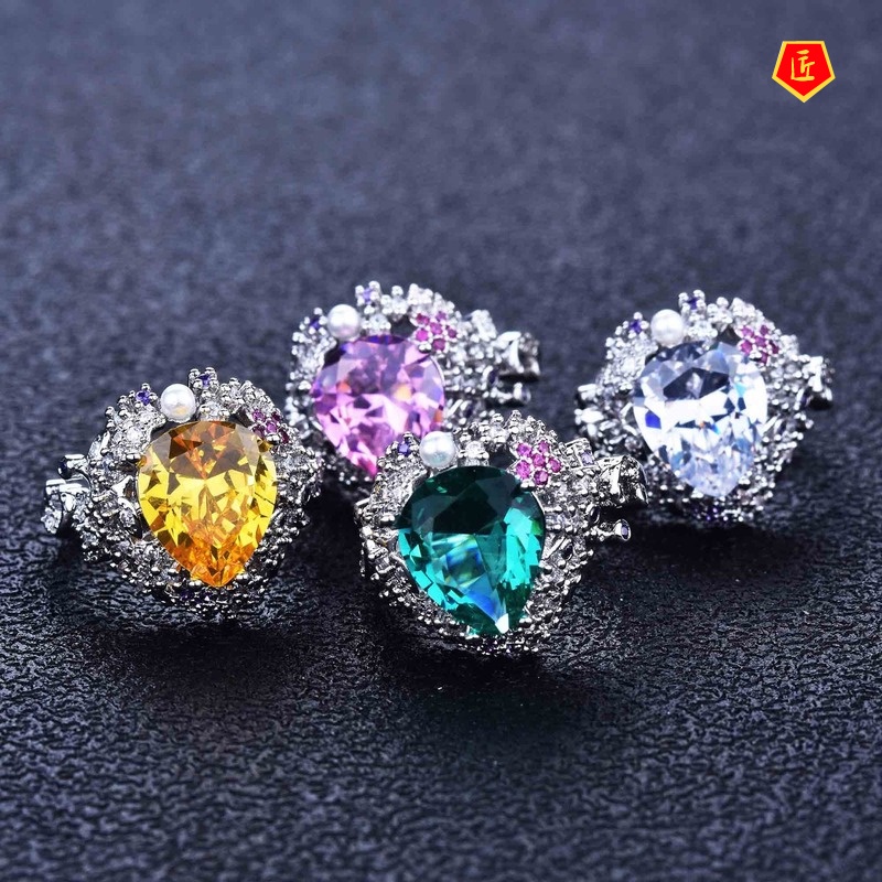 [Ready Stock]Natural Pink Crystal Yellow Diamond Ring Fashion Jewelry Design