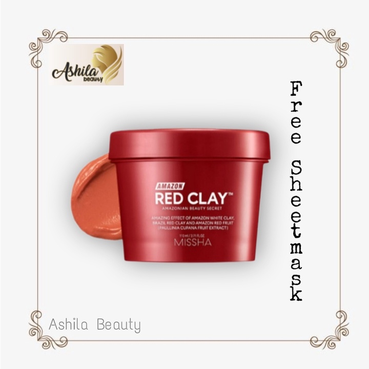 Missha Amazon Red Clay Pore Mask Masker Wajah Berpori-Pori - FREE SHEETMASK