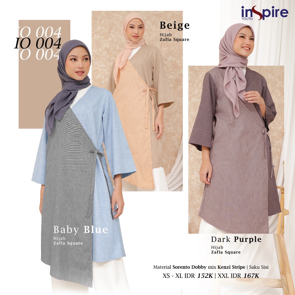 Inspire Outer IO 004 Bahan Sorento Dobby Mix Kenzi Stripe Cardigan Anak Kuliah Simple