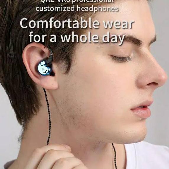 Siap Kirim QKZ VK8 with Mic Sport Gaming Hi-Res Earphones Hight Quality In-Ear Earbuds HIFI