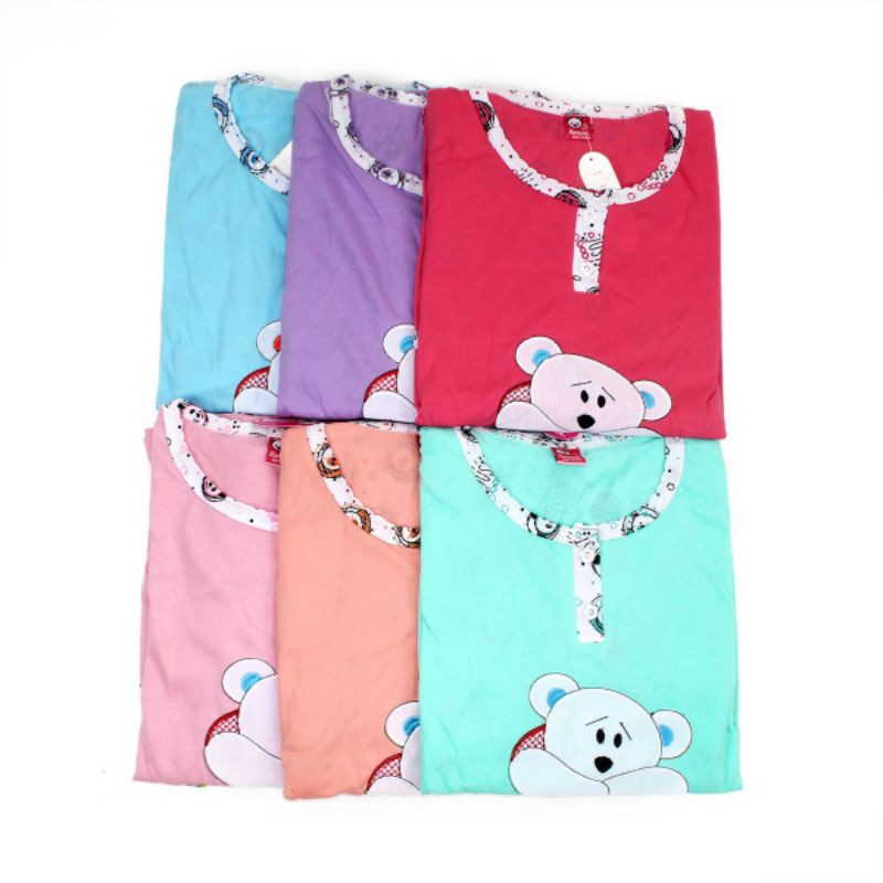 BAJU TIDUR DEWASA PIYAMA LENGAN PENDEK CELANA PENDEK 3/4 MOTIF BONEKA BEAR