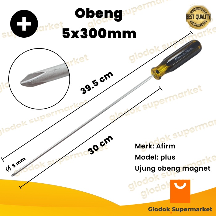 Obeng Plus 12 inch Afirm Diameter 5mm Panjang Besi 30cm Magnet