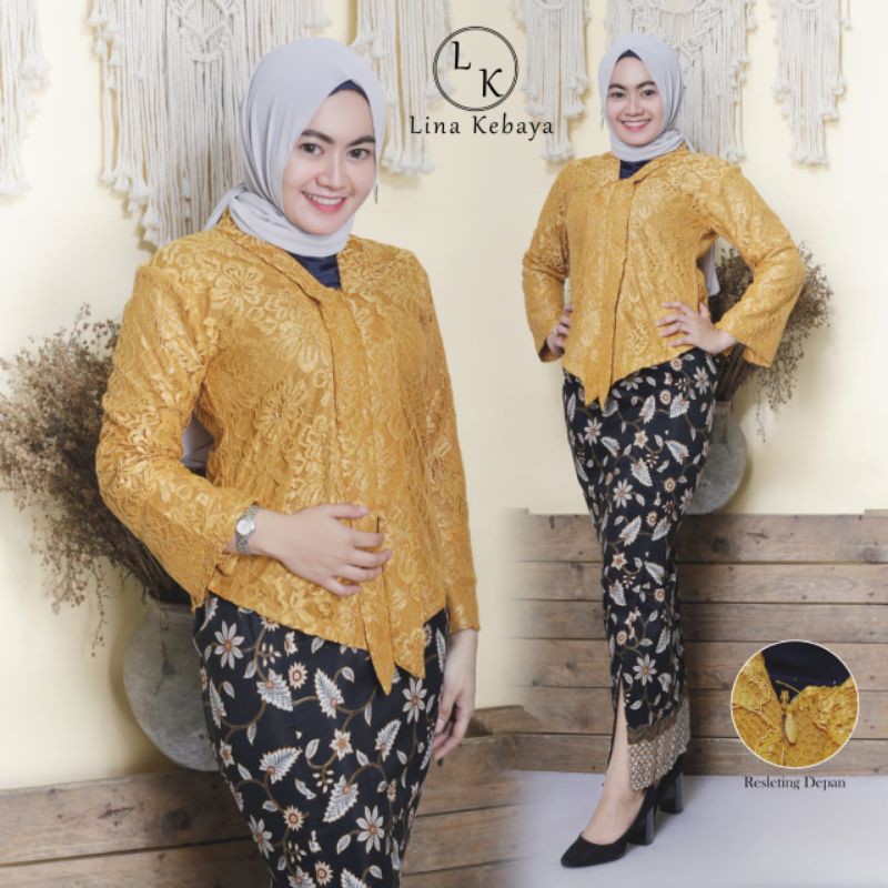 SETELAN KEBAYA FLOY BRUKAT POLOS / KEBAYA KUTUBARU FLOY / KEBAYA WISUDA / KEBAYA PESTA