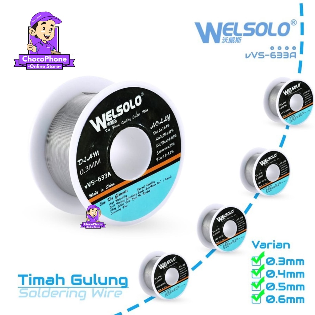 TIMAH GULUNG WELSOLO VVS-633A (30GR) 0.03MM 0.4MM 0.5MM 0.6MM EXPORT ORIGINAL