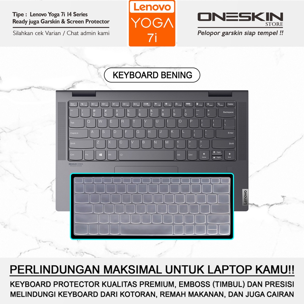 Garskin Sticker Laptop Pelindung Screen Keyboard Protector Lenovo Yoga 6-13 13ARE05 7i-14 9i-14 14ITL5 Gambar Full Body Silikon Bening Glossy Doff