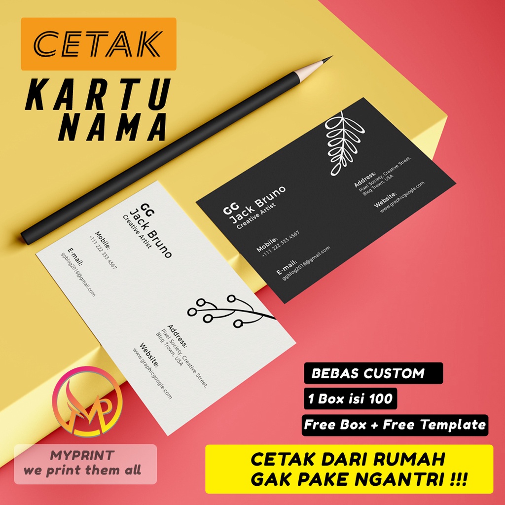 

CETAK KARTU NAMA Min Order 1 box isi 100 pcs business card Print
