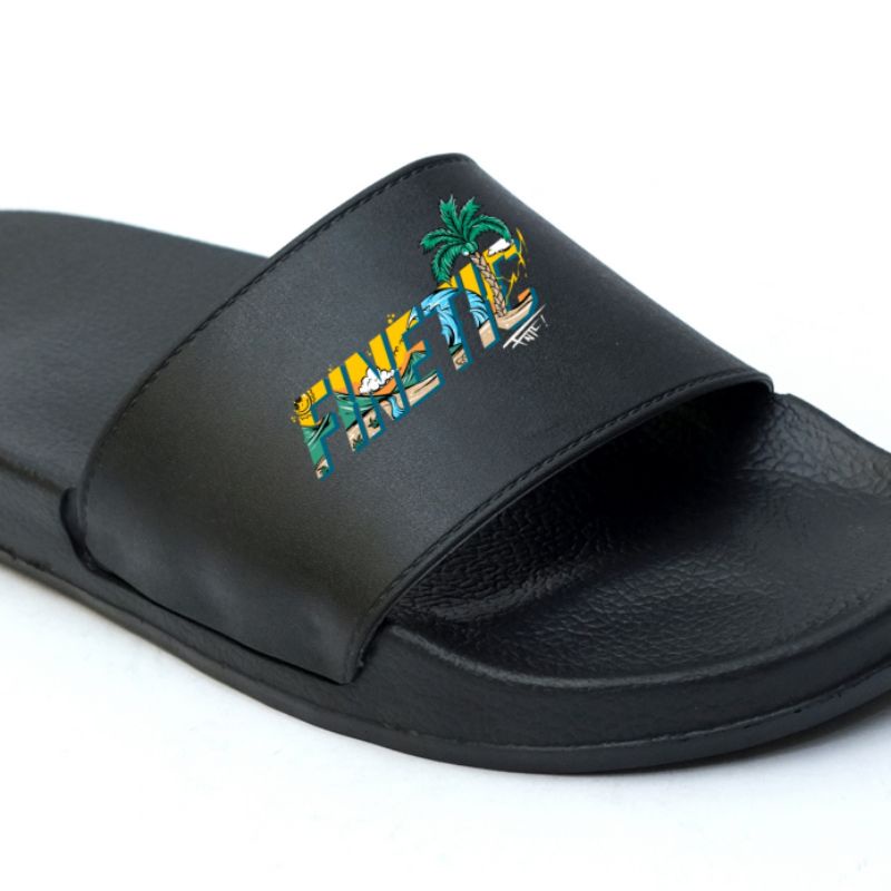 Sandal Slop Hitam Pria  Finetic Original Terlaris Ukuran 39 Sampai 43