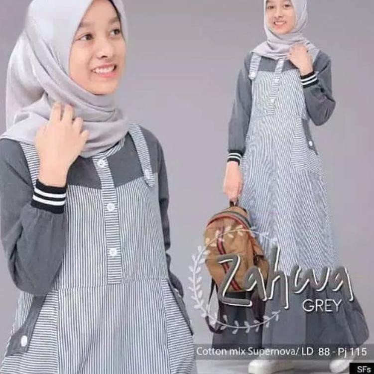 Import Terlaris GAMIS ANAK TANGGUNG UMUR 10-12 TAHUN || ZAHWA OVERALL SET INNER/PAKAIAN MUSLIM ANAK