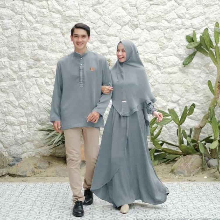 7LC COUPLE NAJWA COUPLE GAMIS TOYOBO Couple Gamis Muslim Gamis Syar'i Wanita Baju Pasangan Suami Ist