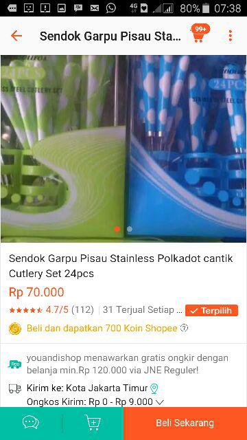 Sendok Garpu Pisau Stainless Polkadot Cantik Cutlery Set 24pcs