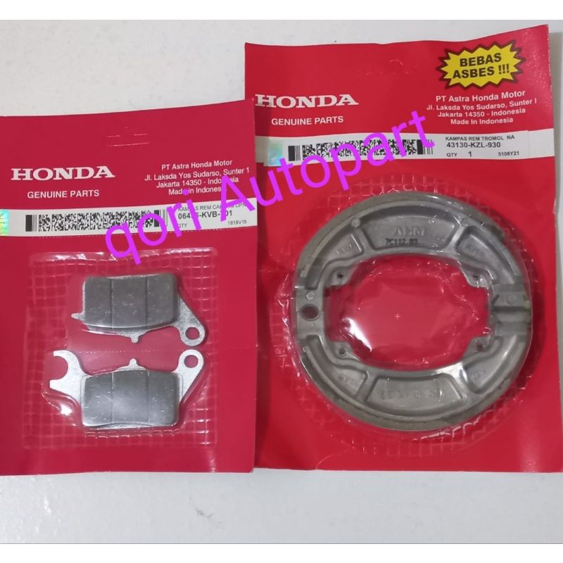 Kampas Rem Belakang + Kampas Rem Depan Beat Scoopy Spacy Esp Fi Pop New