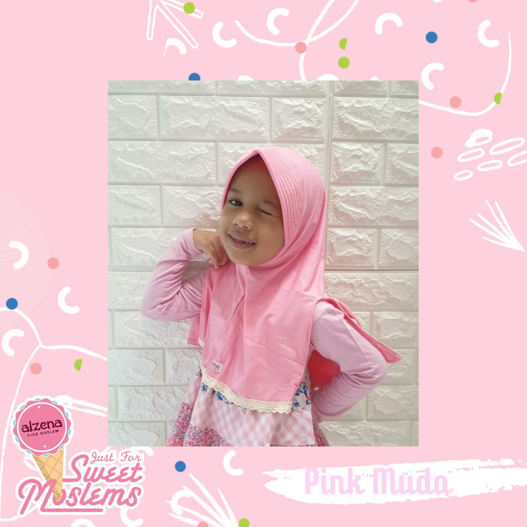 Hijab Style Kerudung Anak Perempuan Hijab Anak Cantik Hijab Instan Better Helf Alzena Kids Moslem-Pink Muda