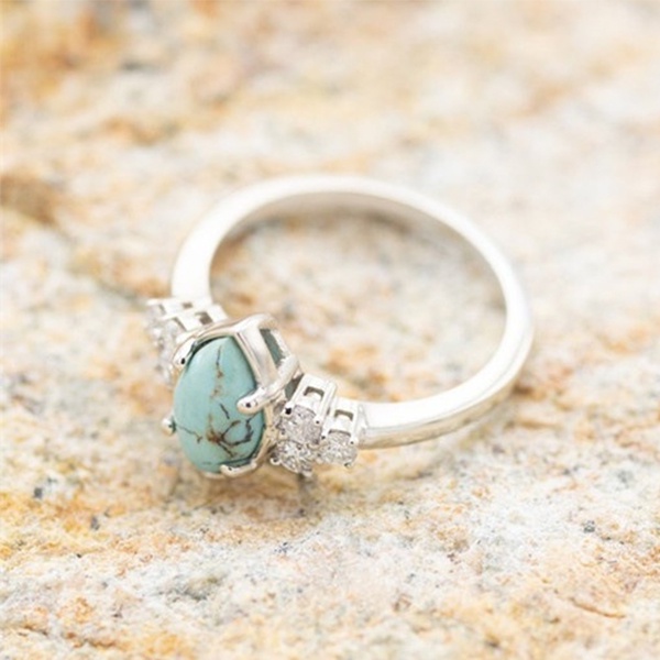 Perhiasan Cincin Berlian turquoise Untuk Wanita