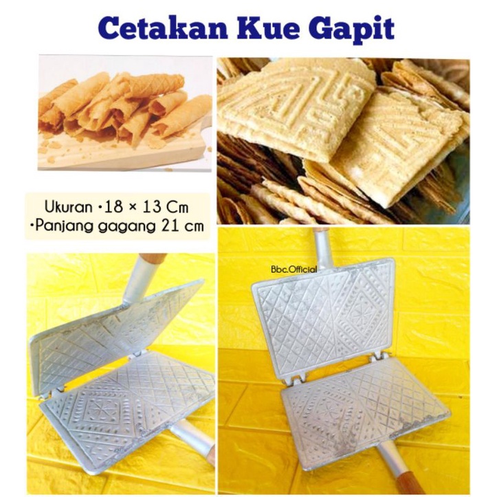 Cetakan Kue Gapit Cor Besi Motif Cetakan Kue Wafel Murah Grosir Cetakan Kue Gapit Gagang Kayu