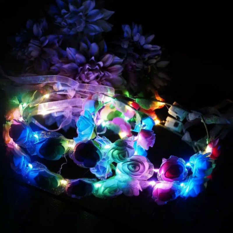 Mahkota Bandana Led Anak Dewasa - Bando Lampu Bunga Wanita