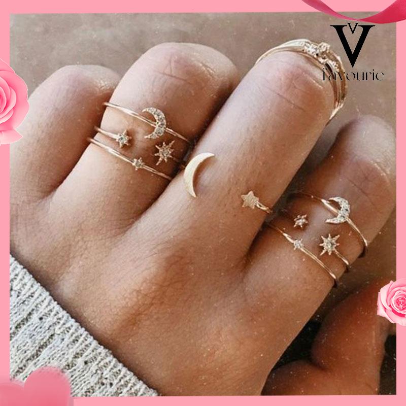 [COD]Cincin Starburst 7PCS Cincin Knuckle Pernikahan Wanita Vintage Kreatif-FA