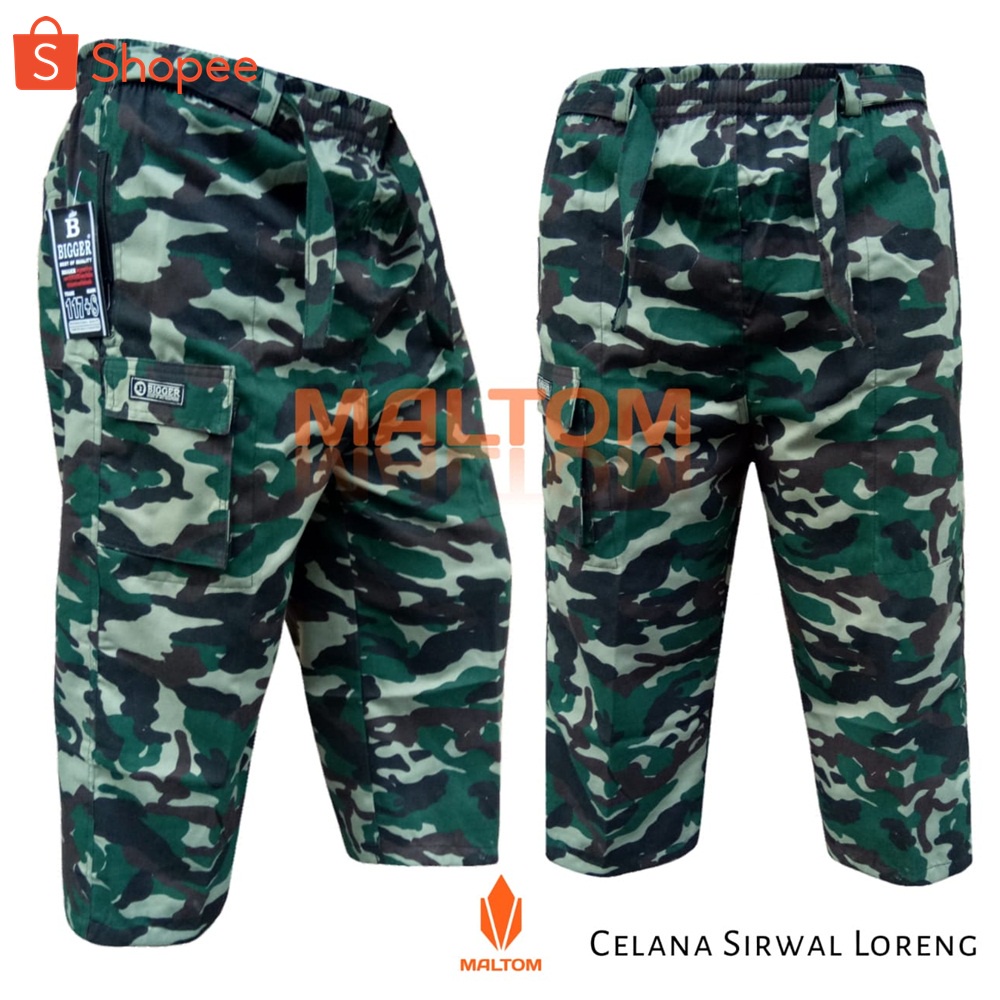 Celana Sirwal Pangsi Motif Loreng Army Katun Sogo Jumbo Dewasa Pria