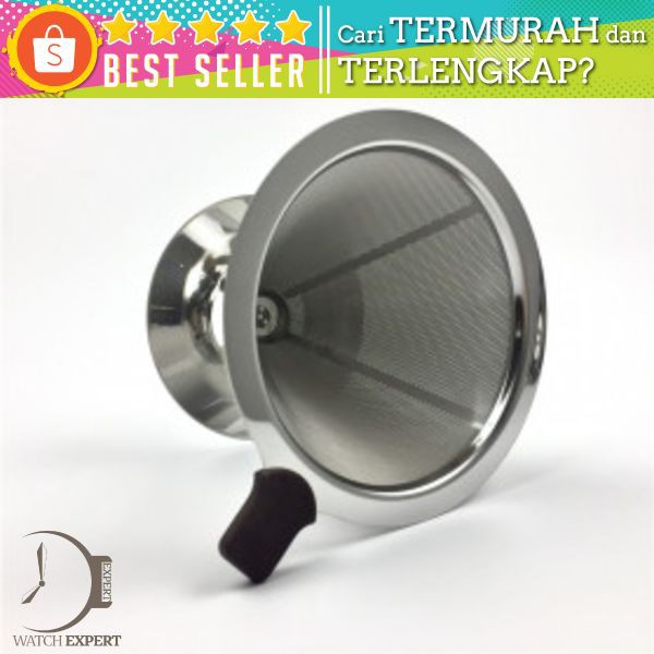 Ueinsang Filter Penyaring Kopi V60 Cone Coffee Filter Dripper Double Layer Medium - F-401T - Silver