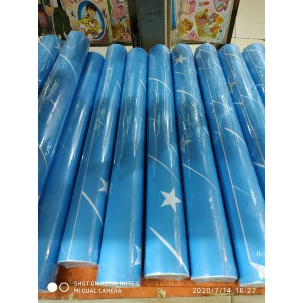 wallpaper dinding motif biru bintang p 10 meter L 45 cm